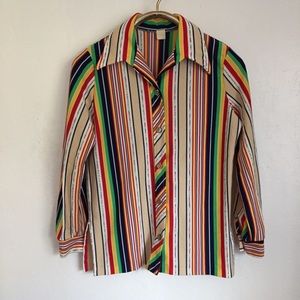 Vintage 70's Rainbow Stripe Button down Shirt USA